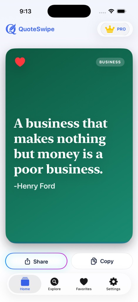 QuoteSwipe App Screenshot
